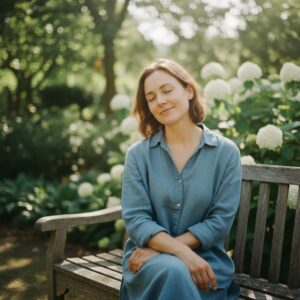person sitting quietly, eyes relaxed - Relaxation and Clarity