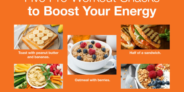 Pre-workout snack and post-workout meal side by side